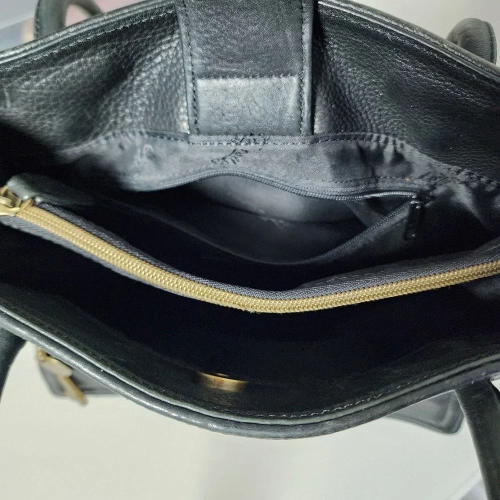 Vintage Fossil Black Pebbled Leather Shoulder bag Hand bag Purse 75082 11X11